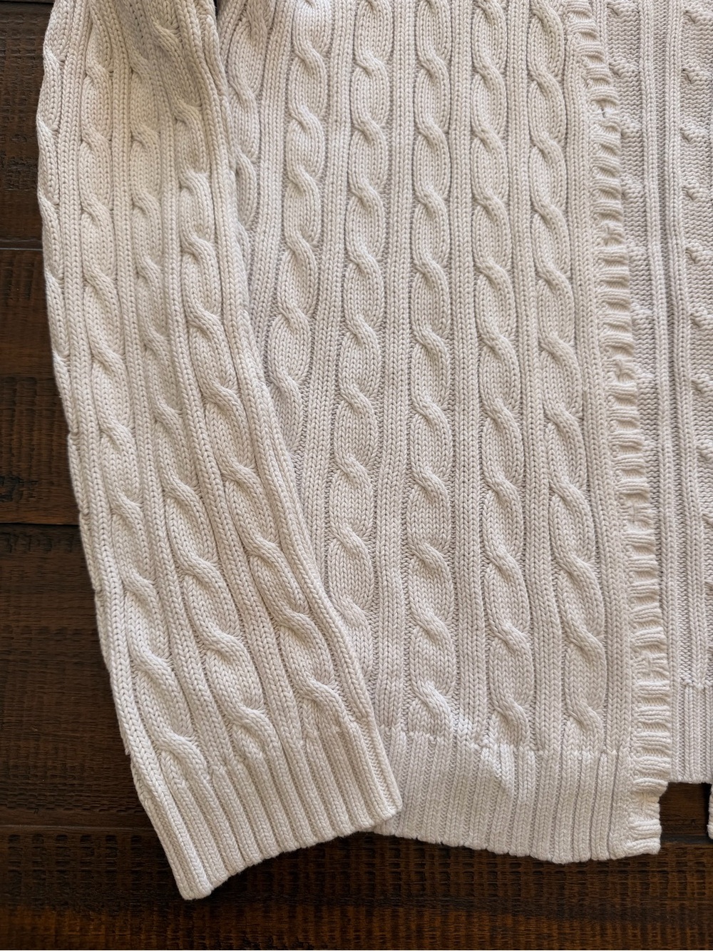 Lands' End Cream Cable‑Knit Button‑Front Cardigan - Picture 4 of 7